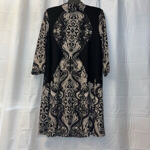 Ronnie Nicole Women's Dress Long Sleeve Sz 12 Black‎ & Taupe Paisley Lined NWT